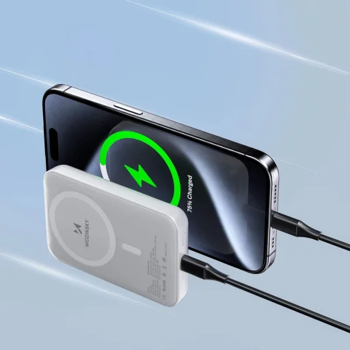 Wozinsky WRW349YWS 10,000 mAh Mágneses Power Bank - Fehér - 5