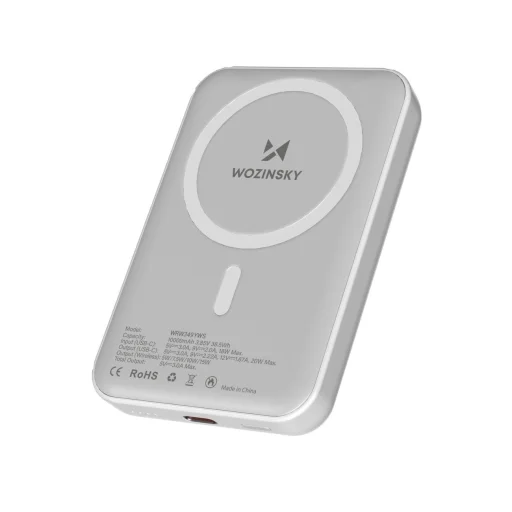 Wozinsky WRW349YWS 10,000 mAh Mágneses Power Bank - Fehér - 1