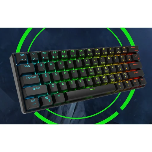 Mechanikus billentyűzet Royal Kludge RK61 RGB, barna kapcsoló (fekete) - 9