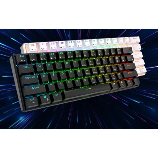 Royal Kludge RK61 RGB mechanikus billentyűzet, barna kapcsoló (fehér) - 9