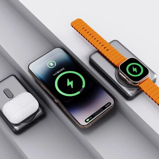 Dudao K29 10000mAh PD 20W MagSafe Powerbank fémházzal, állvánnyal és beépített USB-C/Lightning kábelekkel - Ezüst - 2