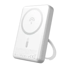 Dudao K28 10000mAh PD 22.5W MagSafe Powerbank fémszíjjal és gyűrűs állvánnyal - Ezüst