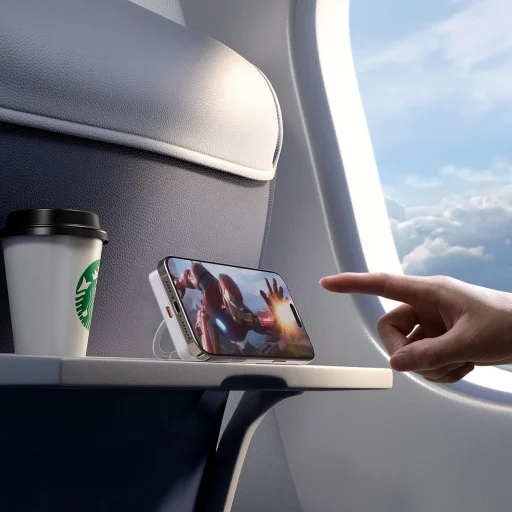 Dudao K28 10000mAh PD 22.5W MagSafe Powerbank fém tokkal és gyűrűs állvánnyal - Szürke - 5