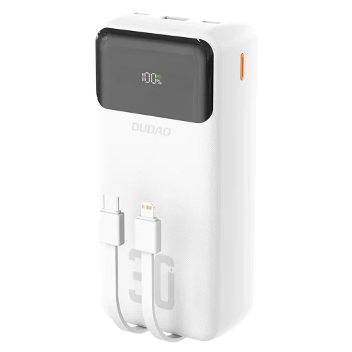 Dudao K15MAX 30000mAh PD 22.5W Powerbank beépített kábelekkel - Fehér - 1