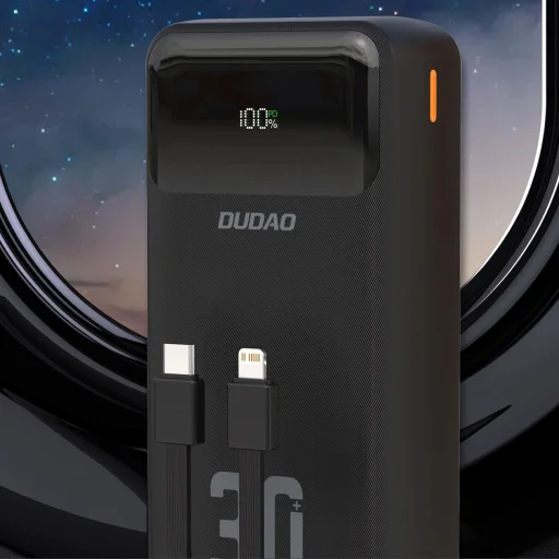 Dudao K15MAX 30000mAh PD 22.5W Powerbank beépített kábelekkel - Fekete - 5