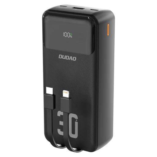 Dudao K15MAX 30000mAh PD 22.5W Powerbank beépített kábelekkel - Fekete - 1
