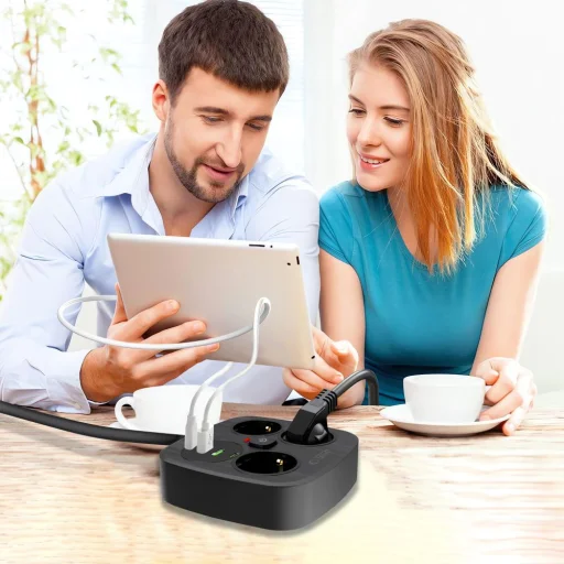 Tech-protect Pcs3x4 hálózati elosztó 2 Usb & 2 Type-c & 3 aljzat 200cm fekete - 6