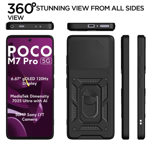  Techsuit - CamShield Sorozat - Xiaomi Poco M7 Pro 5G - Fekete tok - 6