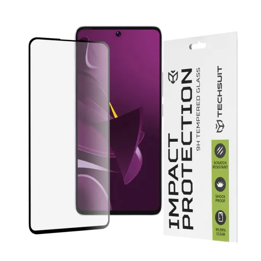  Techsuit - 111D Teljes Borítású / Teljes Ragasztású Üveg - Xiaomi Poco M7 Pro 5G - Fekete üvegfólia - 1