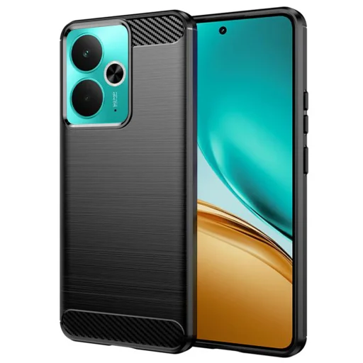  Techsuit - Karbon Szilikon - Realme 14T - Fekete tok - 1