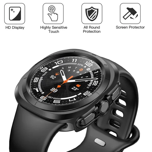  Techsuit - Defense360 Pro + Képernyővédő - Samsung Galaxy Watch Ultra (47mm) - Fekete tok - 2