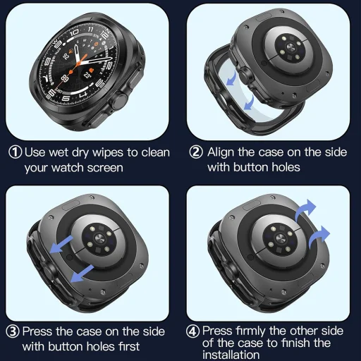  Techsuit - Defense360 Pro + Képernyővédő - Samsung Galaxy Watch Ultra (47mm) - Fekete tok - 5