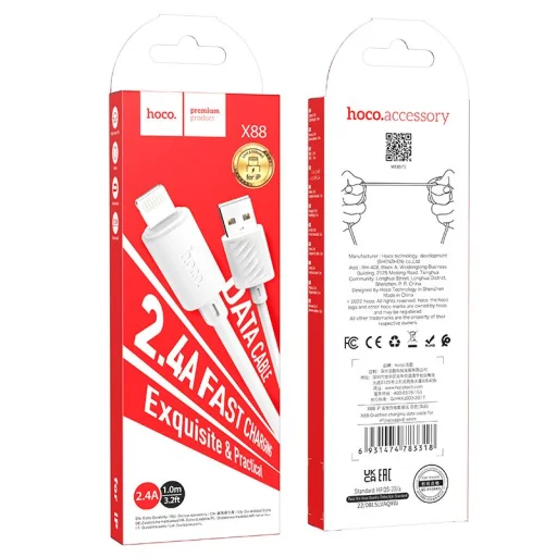 HOCO kábel USB A - Lightning 2,4A X88 1 m fehér - 4