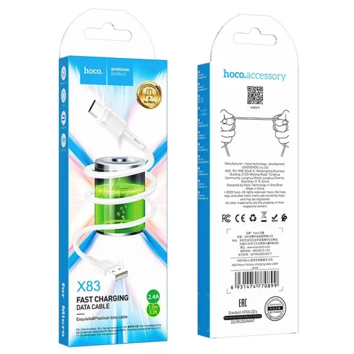 HOCO kábel USB-ről Micro USB-re 2,4A X83 1 m fehér - 5