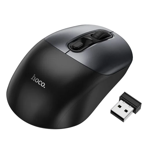 HOCO vezeték nélküli számítógépes egér 2.4G GM28 fekete, fém szürke - 2