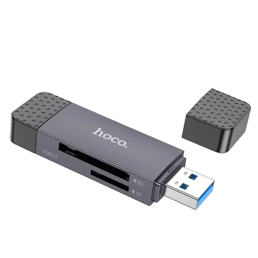 HOCO kártyaolvasó 2in1 USB A + Type C 2.0, szürke - 3