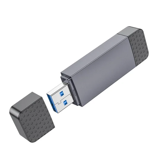 HOCO kártyaolvasó 2in1 USB A + Type C 2.0, szürke - 4