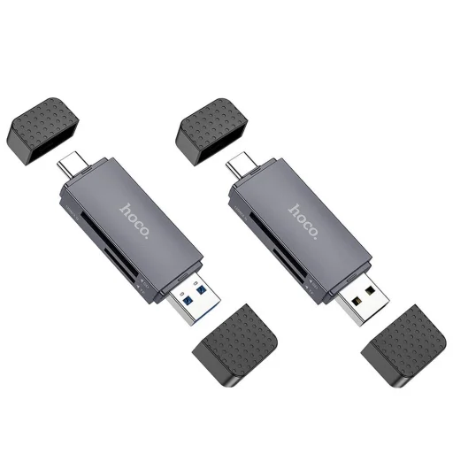 HOCO kártyaolvasó 2in1 USB A + Type C 2.0, szürke - 5
