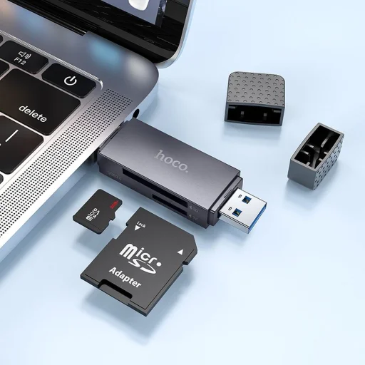 HOCO kártyaolvasó 2in1 USB A + Type C 2.0, szürke - 7
