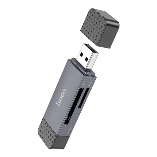 HOCO kártyaolvasó 2in1 USB A + Type C 2.0, szürke - 1