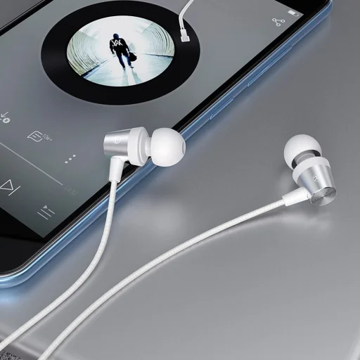 HOCO vezetékes fülhallgató Jack 3,5 mm mikrofonnal M79 fehér - 3