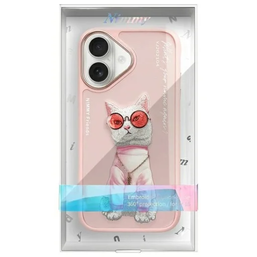 NIMMY tok GLASSES COOL CAT iPhone 16-hoz rózsaszín tok - 11