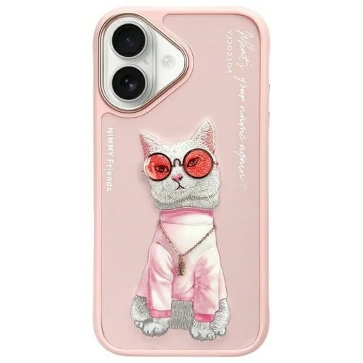 NIMMY tok GLASSES COOL CAT iPhone 16-hoz rózsaszín tok - 1