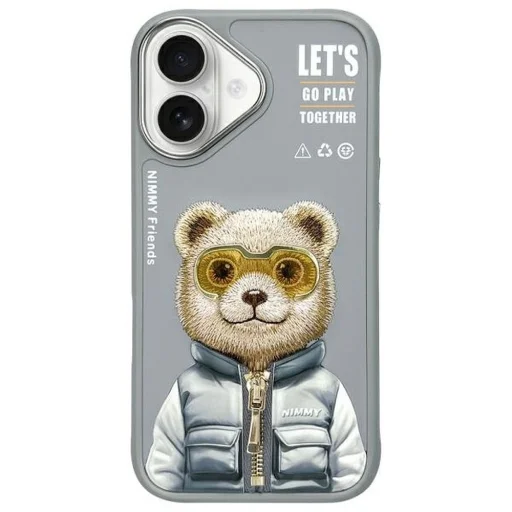 NIMMY tok COOL&CUTE 2.0 Bear iPhone 16 szürke tok - 1