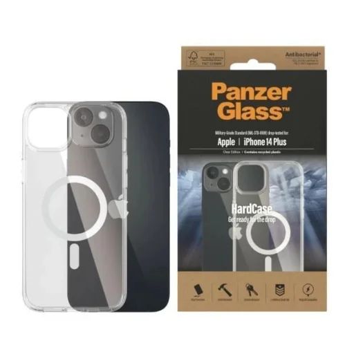 PanzerGlass HardCase MagSafe Antibacterial Katonai Minősítésű tok iPhone 14 Plus / 15 Plus - Átlátszó tok - 1