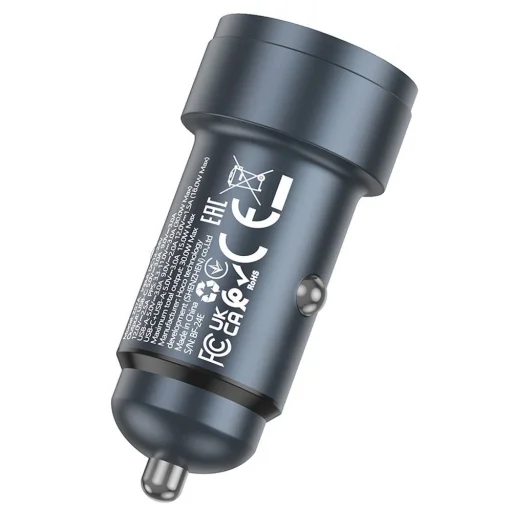 HOCO autós töltő USB A + Type C PD QC3.0 3A 30W Z57A fém szürke - 2
