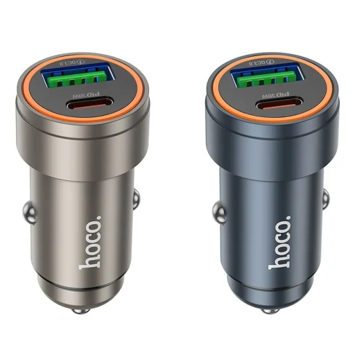 HOCO autós töltő USB A + Type C PD QC3.0 3A 30W Z57A fém szürke - 4
