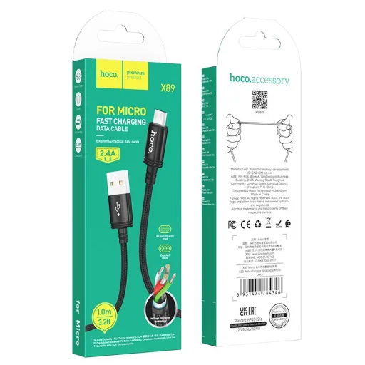 HOCO kábel USB A - Micro USB 2,4A X89 1 m fekete - 5