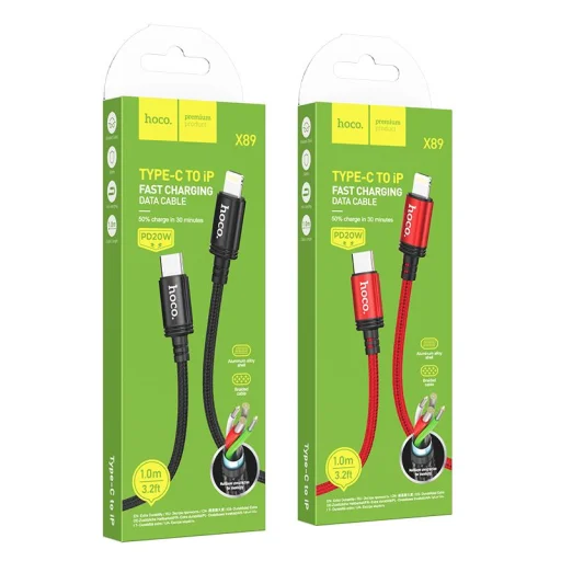 HOCO kábel Type C - Lightning PD 20W X89 1 m fekete - 6