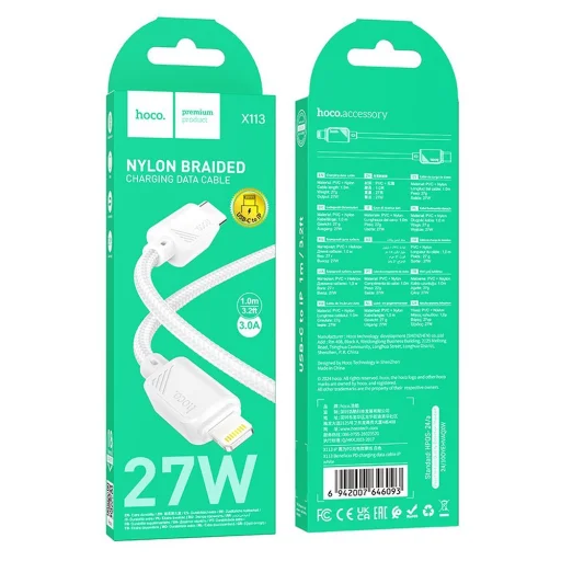 HOCO kábel Type C - Lightning PD 27W X113 1 m fehér - 4