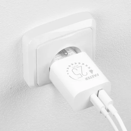 OBAL:ME Fali töltő USB-A + USB-C 25W Fehér - 4