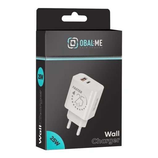 OBAL:ME Fali töltő USB-A + USB-C 25W Fehér - 5