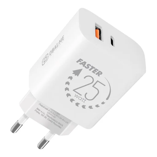 OBAL:ME Fali töltő USB-A + USB-C 25W Fehér - 1