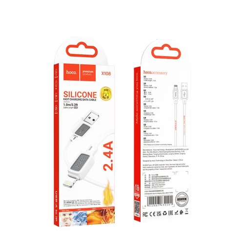 HOCO kábel USB A - Lightning 2,4A X108 1 m fehér - 5