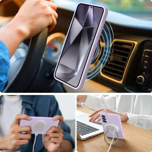 Tech-protect Liquid Silicone Magsafe Galaxy S25 Edge Mauve tok - 3