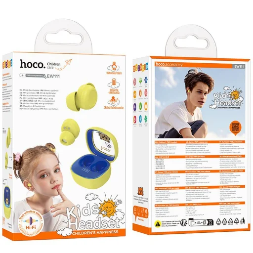 HOCO vezeték nélküli fülhallgató bluetooth TWS gyerekeknek EW111 sárga - 4