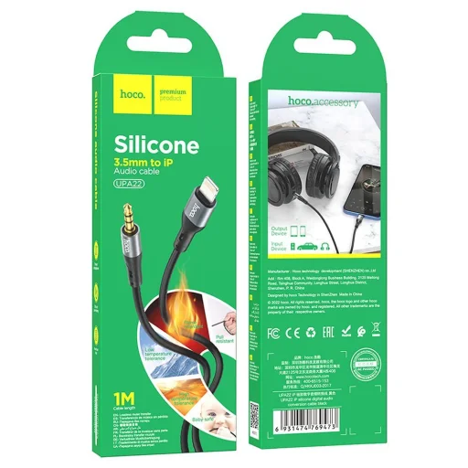 HOCO kábel AUX Jack 3,5 mm to Lightning UPA22 1 m fekete - 6