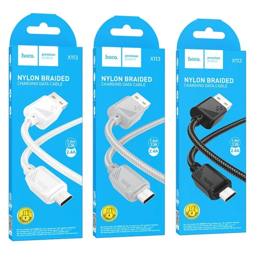 HOCO USB A - Micro USB kábel 2,4A X113 1 m fehér - 5
