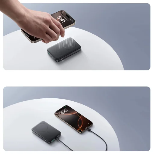 Joyroom JR-PBM12 10000mAh 22.5W Qi2 Powerbank, MagSafe-kompatibilis, gyűrűs talppal - Fekete - 11