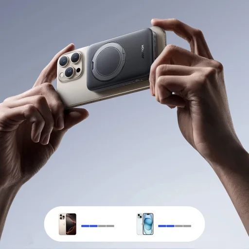 Joyroom JR-PBM12 10000mAh 22.5W Qi2 Powerbank, MagSafe-kompatibilis, gyűrűs talppal - Fekete - 10