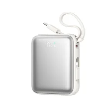 Joyroom JR-PBF27 10000mAh 22.5W Powerbank beépített USB-C és Lightning kábelekkel - Fehér