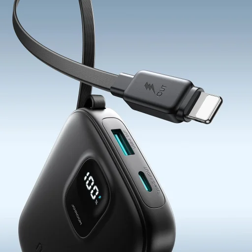 Joyroom JR-PBF18 22.5W 10000mAh Powerbank beépített Lightning kábellel + USB-C kábellel 0.25 cm - Fekete - 10