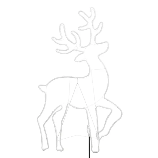 Home NEON 4 szarvas figura, LED-es neon fény, két oldalú, fém váz, IP44, kültéri, beltéri, napsárga - 2