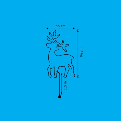 Home NEON 4 szarvas figura, LED-es neon fény, két oldalú, fém váz, IP44, kültéri, beltéri, napsárga - 3