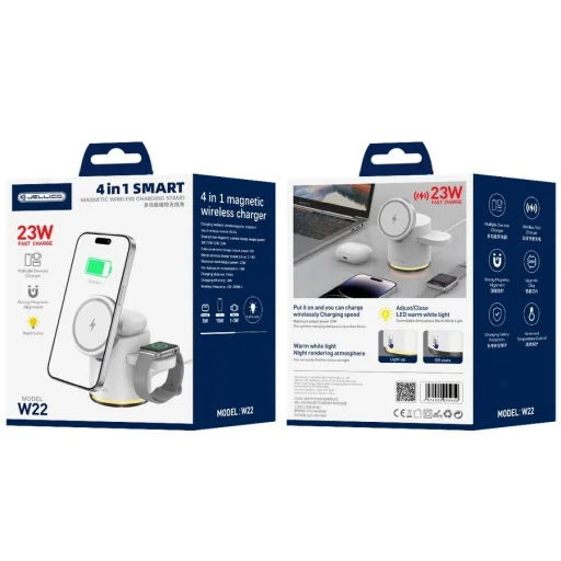 JELLICO vezeték nélküli töltőállomás 3 az 1-ben W22 15W Fehér - 2