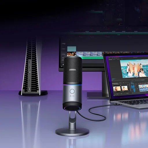 Ugreen CM769 Asztali Mikrofon USB-A-val és RGB LED-del - Ezüst - 2